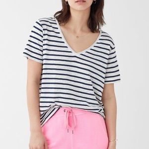 NWT Splendid Linen V-Neck Striped Short Sleeve Tee